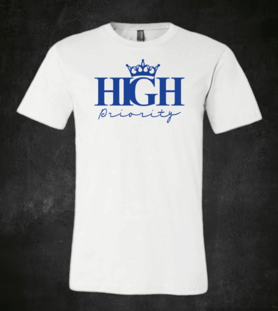 White Tee Royal Blue