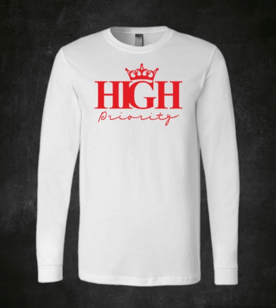 White Long Sleeve Red