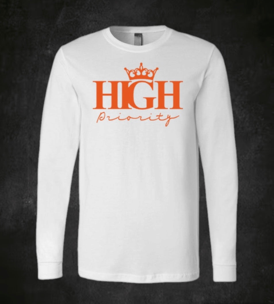 White Long Sleeve Orange