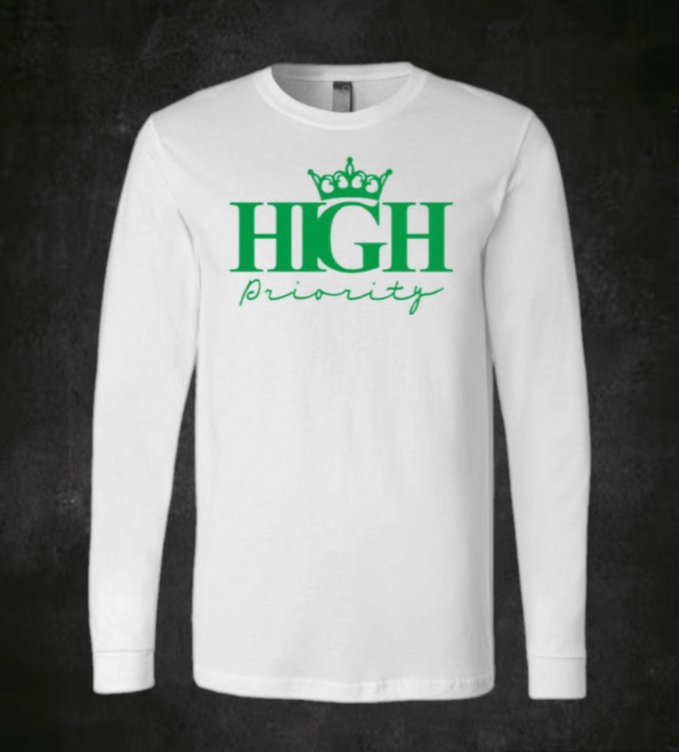 White Long Sleeve Green