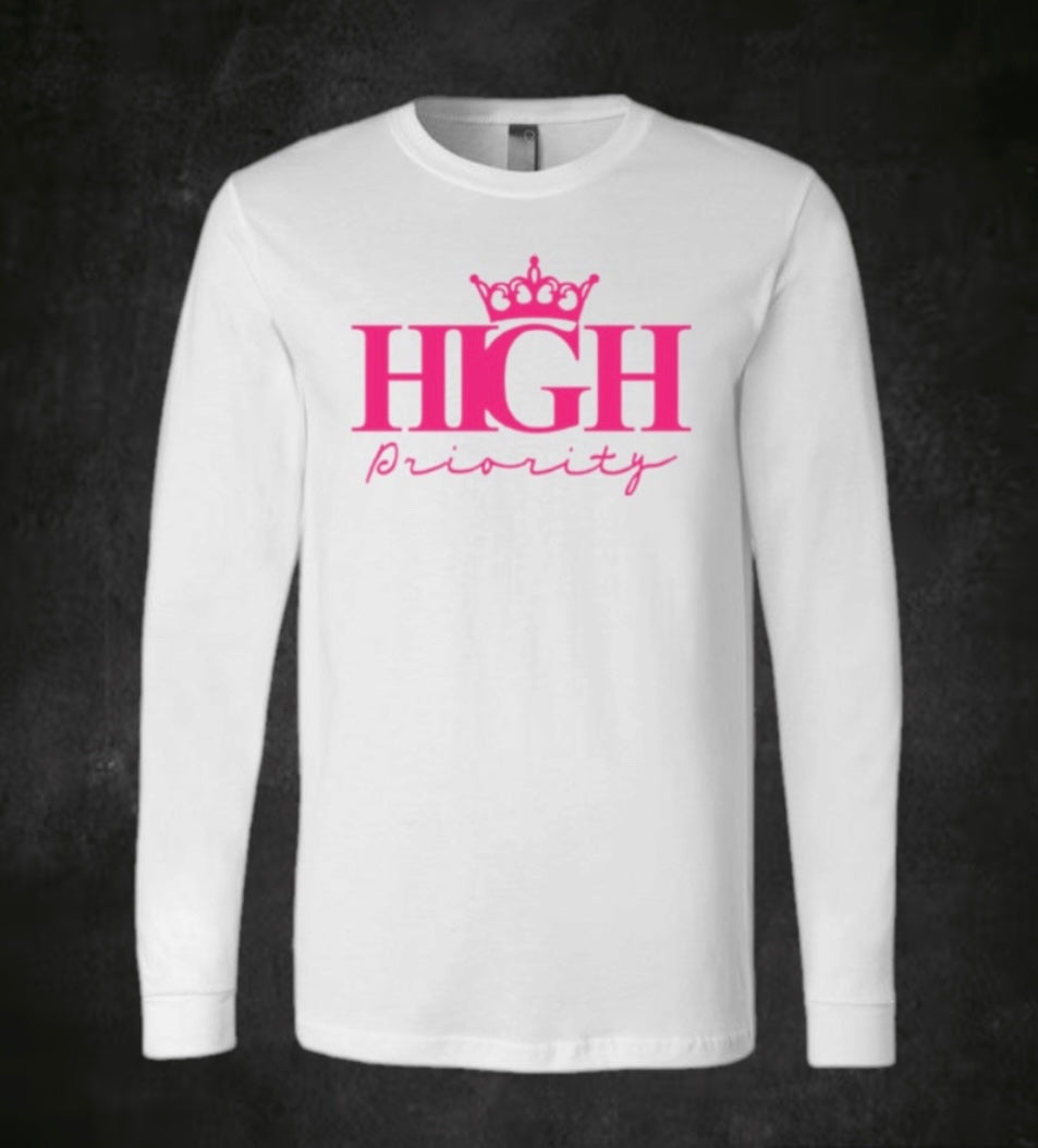 White Long Sleeve Pink