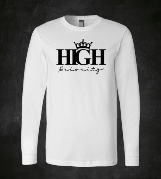 White Long Sleeve Black